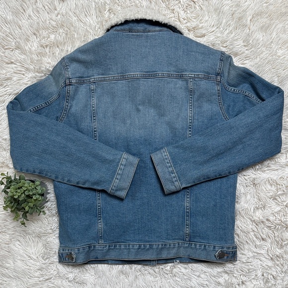🎉2X HP🎉 Loft Jean Jacket with Sherpa Lining 💗 Blue & Ivory - Picture 4 of 15